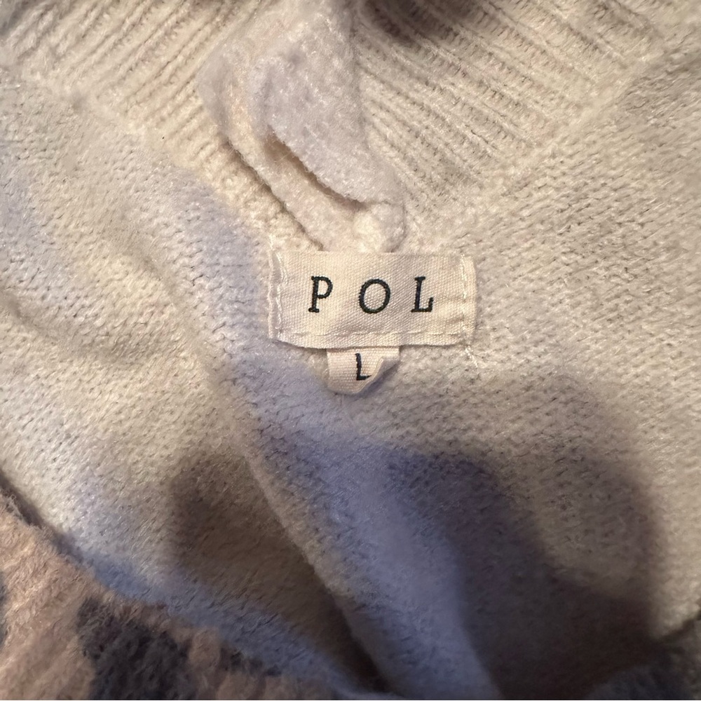 POL Leopard Print Off-the-Shoulder Sweater in Tan and Black - Picture 2 of 8